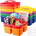 Tanlade 12 Pcs Classroom Storage Caddies Stackable Utility Caddies with 3 Compartment Portable Plastic Caddy with Handle Classroom Storage Bins Organizers for Kids Schools Art Craft Supplies