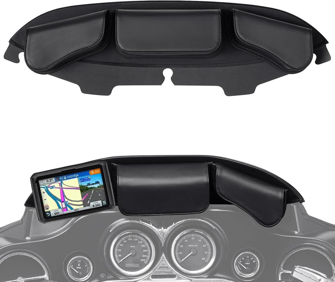 Windshield Bag, 3 Pocket Batwing Fairing Windshield Bag, Waterproof Motorcycle Windscreen Bag Fit For Harley Touring Electra Glide, Street Glide FLHX FLH, Trike Models 1996-2013