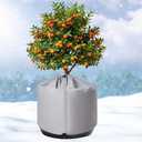 Plant Winter Protection Pot, Plant Pot Covers,Plant Pot Wrap, Flower Pot Protection Bag with Drawstring and Zipper, Anti-frost Winter Pots Wrap for Winter Trees Potted Plants Shrubs (1, 27.6" X 25.6")