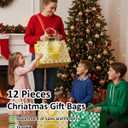 YALTOON 12 Pack Extra Large Christmas Gift Bags, Heavy Duty Reusable Tote Bags with Handles, Non-Woven Large Christmas Bags for Gifts, Holiday Shopping, Xmas Party Favors, 12pcs XL 16.9"x12.6"x7.1"