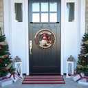 Christmas Wreath Wooden Merry Christmas Snowman Front Door Sign Xmas Holiday Outside Porch Decor with Retro Snow Scenery Design Winter Farmhouse Rustic Wooden Wreath Indoor Wall Hanging Decoration (Christmas Styl 13)