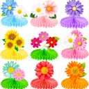 9Pcs Colorful Flower Honeycomb Centerpieces Summer Floral Party Centerpieces Sunflower Daisy Table Decorations for Summer, Spring, Baby Shower & Birthday Party