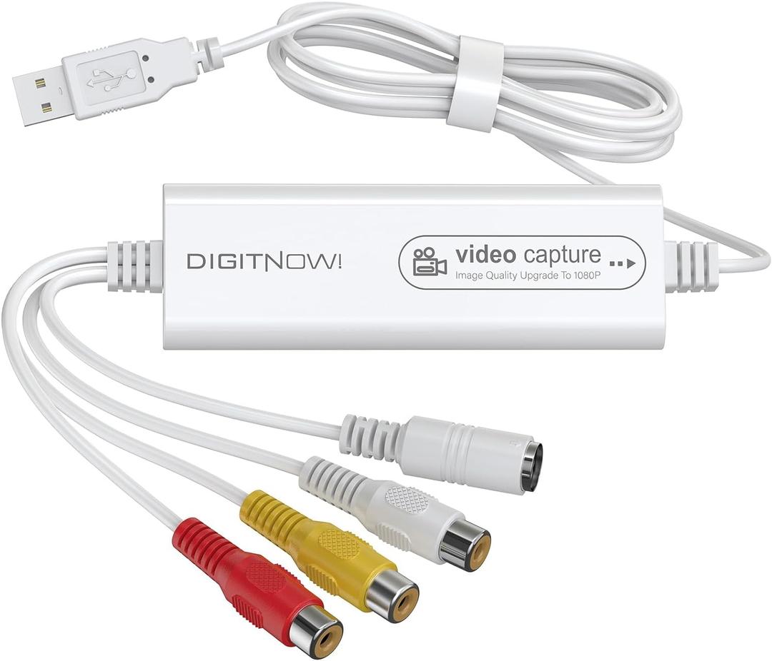 Video Capture, USB Video Capture Device, Convert VHS to Digital, VHS/VCR/Hi8/Mini DV to Digital/DVD Converter, for Tape Player Camcorder Camera PC TV OBS, for Mac OS, Android, WinXP/7/8/10 (White)