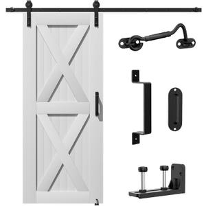 SKYSEN 11FT Barn Door Hardware Kit, Sliding Barn Door Hardware Kit, Barn Door Track - Smooth and Quiet- Easy to Install- Manual Included- Lite Version- Black (j-lite-11ft-s)