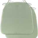 Battilo Chair Cushions for Dining Chairs with Ties, Indoor/Outdoor Kitchen Chair Pad with Non-Slip Backing, Dining Seat Cushion with Machine Washable Removable Cover, 16"x16"x2", Set of 2, Sage Green
