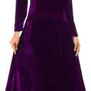Urban CoCo Women's Elegant Long Sleeve Ruched Velvet Stretchy Long Dress (Large, Purple)