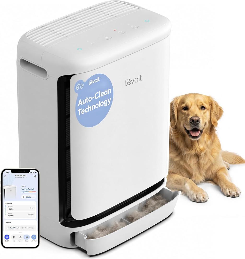 LEVOIT Smart Pet Air Purifier for Home Pets Large Room, Vital Pet Pro,White
Auto-Clean Pre-Filter, Dual Sensors for Floating Pet Hair, Allergens, High-Carbon Filter for Dander, Odor, Remote APP Control