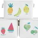 DECOMOMO Toy Storage Baskets for Shelves - 25.5L Kids Storage Bin for Nursery Dcor, Baby, Laundry, Toys (Fruit Print, Large - 3 Pack)