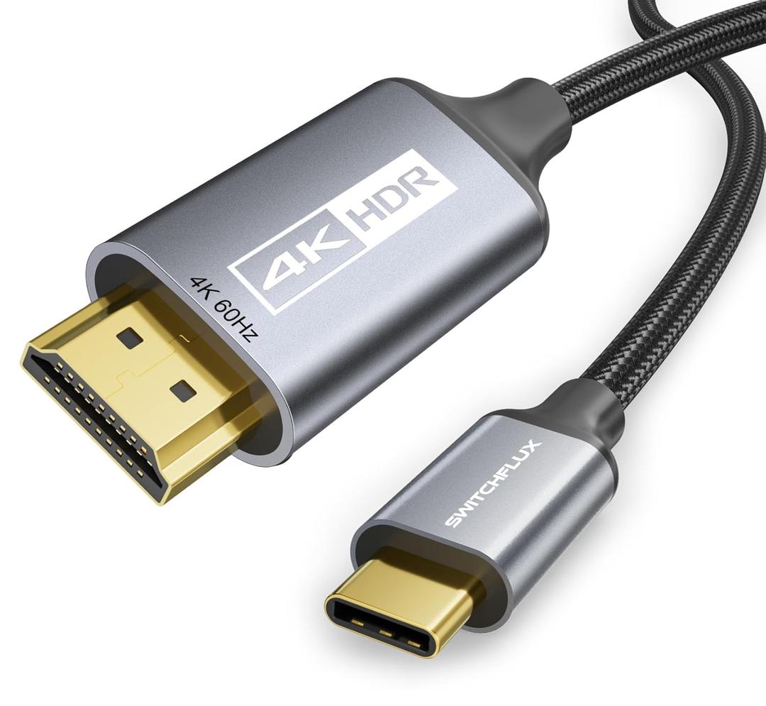 USB-C to HDMI Cable 6Ft [4K@60Hz] High-Speed USB Type C to HDMI 2.0 Braided Cord (Thunderbolt 3/4 Compatible) for iPhone 15 Series, MacBook Pro/Air, iPad Pro, Galaxy S8 to S23