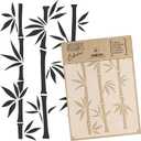 NAKLEO Painting Stencil for Crafts A3 11.8 x 16.5, Bamboo Shoots Tropical Oriental Pattern, Reusable Plastic DIY & Scrapbooking Drawing Template, Decoupage Art Home Decor, Wall Wood Fabric Furniture