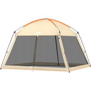 CAMPROS CP Screen House 12 x 12 Ft Screened Mesh Net Wall Canopy Tent Screen Shelter Gazebos for Patios Outdoor Camping Activities - Beige