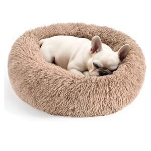 Hoewina Dog & Cat Bed for Indoor Cats, 20in Calming Donut Bed for Puppy and Kitten, Washable Round Fluffy Pet Bed for Small Medium Dogs and Cats