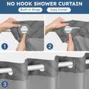 FADOTY No Hook Shower Curtain and Snap in Liner Set Grey Tufted Chevron Striped Cloth Waterproof Washable Fabric Boho Gray Bath Curtain with See Through Mesh Top Window for Bathroom Hotel 71" x 74"