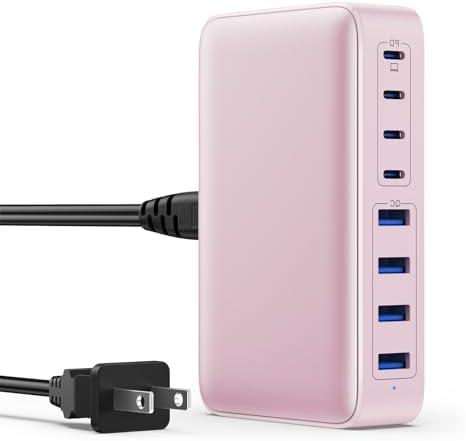 USB C Charger 200W USB C Charger Block,Upgraded GaN III 8-Port Fast Charging Station Hub,PD 65W Laptop Charging Adapter Compatible with MacBook Pro/Air,DELL,Steam Deck,iPhone 16/15/14,Galaxy S23/22
