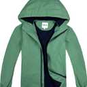 Boys Rain Jackets Lightweight Waterproof Hooded fleece Raincoats Windbreakers for Kids (9-10 Years, Solid Green)
