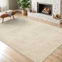 Valenrug Washable Rugs 5x7 - Stain Resistant 5x7 Area Rugs for Living Room, Non Slip Backing Printed Rugs for Bedroom, Folable Machine Washable Area Rug (5'x7', Beige)