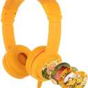 BuddyPhones Explore Plus | Foldable Kids Wired Headphones, Built-in Audio Sharing Cable with in-Line Mic - SafeAudio Volume-Limiting for Kindle, iPad, iPhone, or Android (Sun Yellow)
