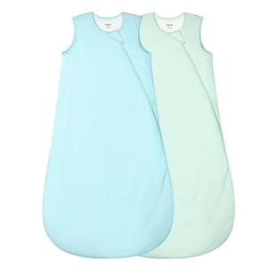 Supersoft Rayon Made from Bamboo Sleep Sack 12-18 Months 1.0 Tog Toddler Sleep Sack Baby Wearable Blanket with 2-Way Zipper Unisex Sleeping Bag for Babies All-year-around (2 Pack) Green & Blue