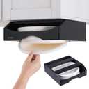 10-inch Paper Plate Dispenser Under Cabinet, Bamboo Paper Plate Holders, Kitchen Counter Vertical Plate Dispensers Holders Countertop Caddy (For 10-inch Plates, Black)