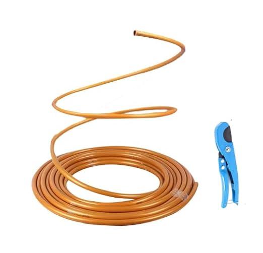 Flexible Tube for Artificial Flowers, Tube Pipe for Fake Flowers, Prop Building, Balloon Arches, Pipe Stem Tubing for Floral Wedding Decor, DIY Arts (Gold(16ft+1Scissor+1Gold base))