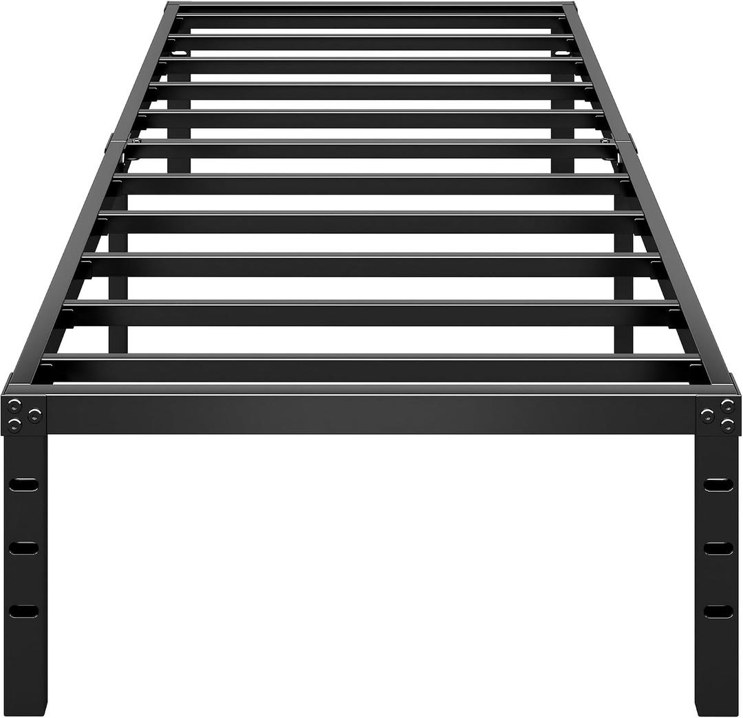 HLIPHA Metal Platform Bed Frame 14 Inch Tall Bed No Box Spring Needed,Twin Size Bed with Sturdy Slat Support,Easy to Assemble,Black