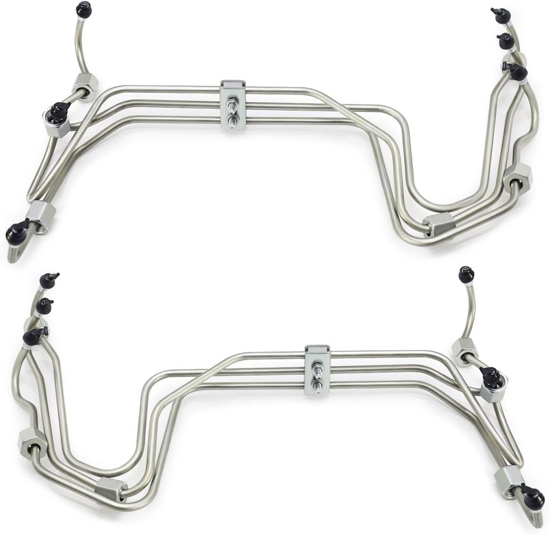Replacement P7100 Fuel Injector Line Set for 94-98 5.9L 12V Cummins Diesel, Stainless Steel, Solenoid Valve, 12 Ports, 1/2 in Inlet, 1/4 in Outlet, NPT Connections