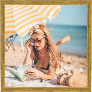 Wood 24x24 Frame Gold, Ornate Natural 24x24in Poster Picture Frame, Modern Golden 24 x 24inch Gallery Wall Photo Frame with HD Plexiglass, Horizontal Vertical Wall Mounting Display 1pcs