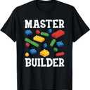 Master Builder Kids Block Building Brick Builder T-Shirt, Small