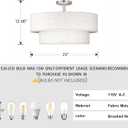 2-Tier 20" Cream Drum Fabric 4 Light Brushed Nickel Semi Flush Mount Ceiling Light for Living Room Dining Room Bedroom Hallway