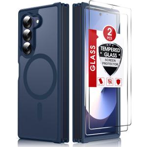 LeYi for Z-Fold-6 Case: Samsung Z Fold 6 Case [Compatible with MagSafe] with 2Pcs Screen Protector, Magnetic Integrated Structure Shockproof Protective for Galaxy Fold 6 Case, Royal Blue