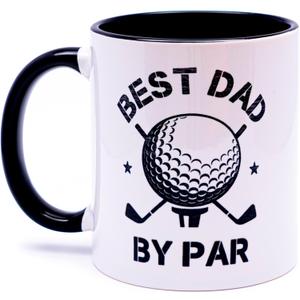 decorluxes Golf Gifts for Dad 11oz Ceramic Mug, Best Dad by Par Mug, Funny Golf Gift for Men, Husband, Gifts for Fathers Day, Birthday (Design 1)
