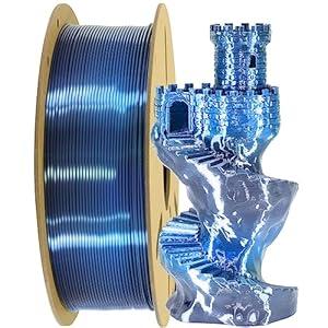MIKA3D 3D Printer Filament Silk PLA Black Color Change to Silk Sapphire Blue, 1.75mm 3D Printing Filament, 2 Color Change Multi Colored Silk PLA, Widely Fit for 3D Printer, 1KG Silk PLA Black to Blue