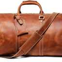 Leather Travel Duffel Bag, Mens Classic Gift Leather Weekend Bag Overnight Full Grain Retro Sport Gym Carry on Luggage YKK Zipper (Brown), Large