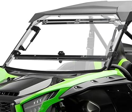 KEMIMOTO 2-IN-1 UTV Flip Windshield Compatible with Kawasaki Teryx KRX 1000 2020-2026, Scratch Resistant 1/4" Thick Polycarbonate Hard Coated Front Full Windscreen