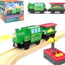 Wooden Train Accessories Battery Operated Locomotive Train, Remote Control Train for Track Set, Powerful Engine Train Vehicles Fit All Major Brands Track Railway System (Battery Not Included)