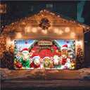 HOMETITUTE Merry Christmas Garage Door Banner 13x6ft Cows Farm Animals Barn Theme Backdrop Banners for Inside Winter Door Cover Banners for Outside Garage Wall Covering Party Decorations