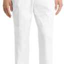 Mens Classic Fit Flat Front Hidden Expandable Waist Dress Pants No Iron Suit Pants(White, 30W x 30L)