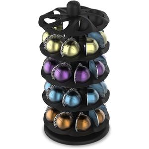 EVERIE Rotary Coffee Pod Capsules Carousel Holder Organizer Compatible with 40 Nespresso Vertuoline Capsules (Black)
