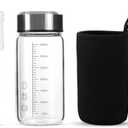 TONGRANG-LIFE 12Oz Small Glass Water Bottle with Lid and Sleeve,0.15in/3.8mm Thick Shaker Bottles for Protein Mixes,Juicing,Smoothies, Infused Water,Beverage,Reusable Small Glass Bottle