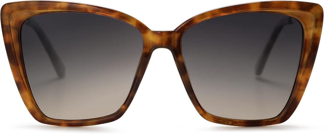 SOJOS Trendy Polarized Sunglasses For Women Retro Womens Oversized Square Cat Eye Sun Glasses UV Protection SJ2206 (Tortoise)