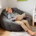 ENBAOHUI Bean Bag Chairs with Memory Foam Chairs for Kids Teens Toddler Faux Fur Sofa Chair with Handle Grey
