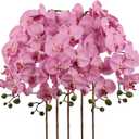 IPOPU 40.16" Pink Orchid Artificial Flowers 5PCS Fake Silk Orchids Faux Orchid Stems Phalaenopsis Branches for Tall Vase for Bridal Shower Home Party Wedding Decoration (Pink)