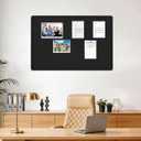 Bulletin Board, 36 X 24 inches Cork Board with 20 Pushpin, Felt Cork Board Notice Pin Board, Self-Adhesive Vision Board Mood Board Foldable Photo Board for Wall - Black