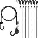 Adjustable Bungee Cords with Hooks 48 in, 8 Pack, Heavy Duty, Natural Rubber Latex and UV Resistant