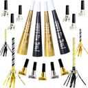 50pcs New Years Eve Decorations Black, Gold & Silver Party Blowers, New Years Eve Party Supplies 2026 Noisemakers for Adults Nye Decorations
