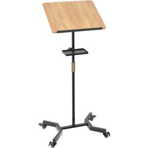 Lectern Podium Stand with Storage Platform, Height Adjustable Mobile Steady Standing Design, Multi-Purpose Tabletop for Speech, Lecture, Church, Reading or Laptop Desk