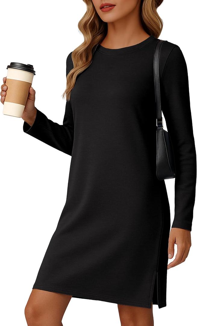 Dresses for Women 2025 Casual Long Sleeve Dress Trendy Fall Spring Vacation Travel Airport Outfits (Medium)