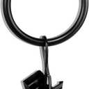 30 PCS 1-Inch Black Clips Curtain Ring for Curtain Rod, This Small Drapery Curtain Hooks with Clips Hook Fit Up to 0.4~0.75 -inch Drapery Panel