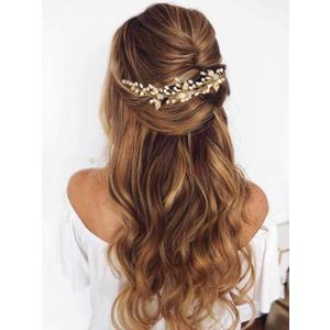 Gorais Crystal Bride Wedding Hair Combs Gold Leaf Bridal Hair Pieces Pearl Hair Accessories for Women and Girls (A-Gold) 