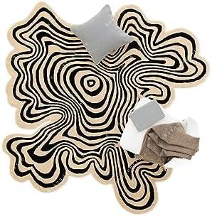 SHABARA CARPETS Irregular Shaped Illusion Pattern Hand-Tufted 100% Wool Handmade Area Rug (Color Multi, 30"x30")
